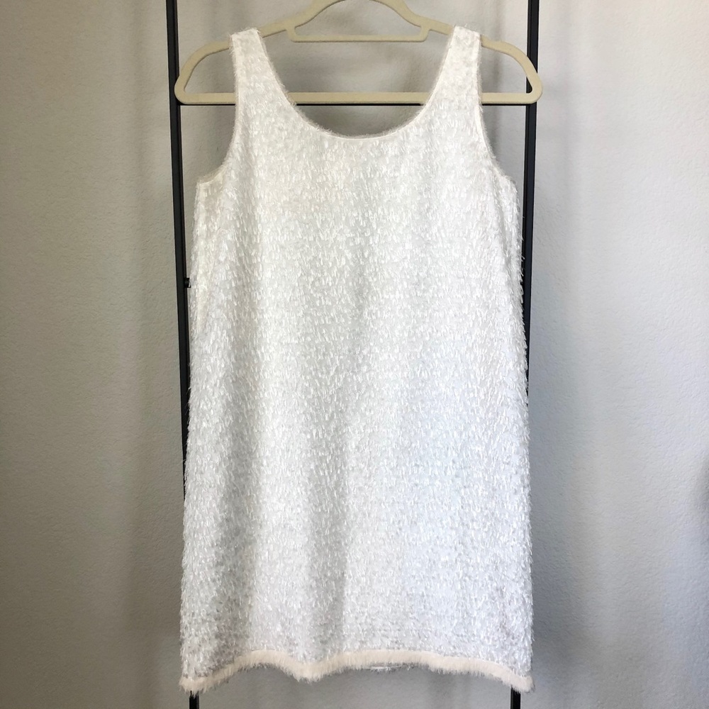 Jill Stuart White Eyelash Fringe Sleeveless Mini Dress - Picture 7 of 9